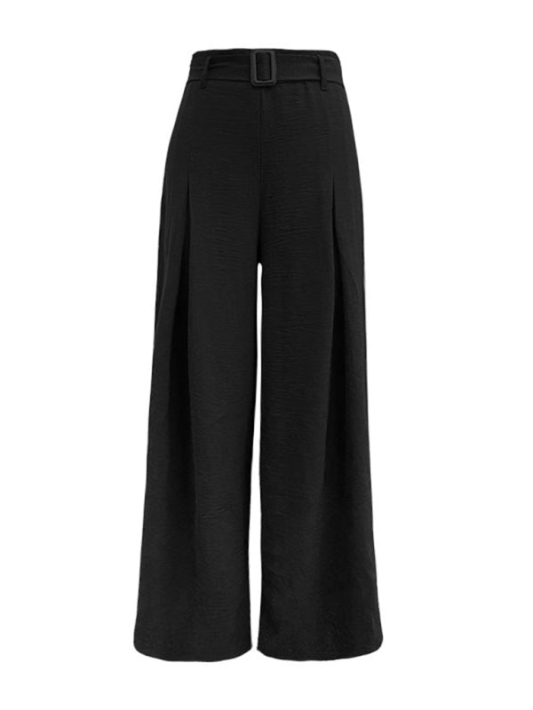 High Waist Wide Leg Pants with Belt in 4 Colors S-XL
