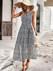 V-Neck Sleeveless Printed Maxi Dress in 6 Colors S-XL
