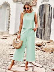 Sleeveless Top with Cropped Pants Set