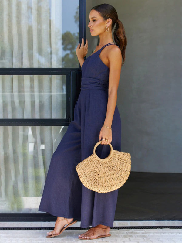 Sleeveless One-Shoulder Wide Leg Jumpsuit in 5 Colors S-XL