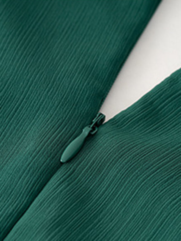 Robe à volants et manches longues à col en V, disponible en 4 couleurs, tailles S à XL