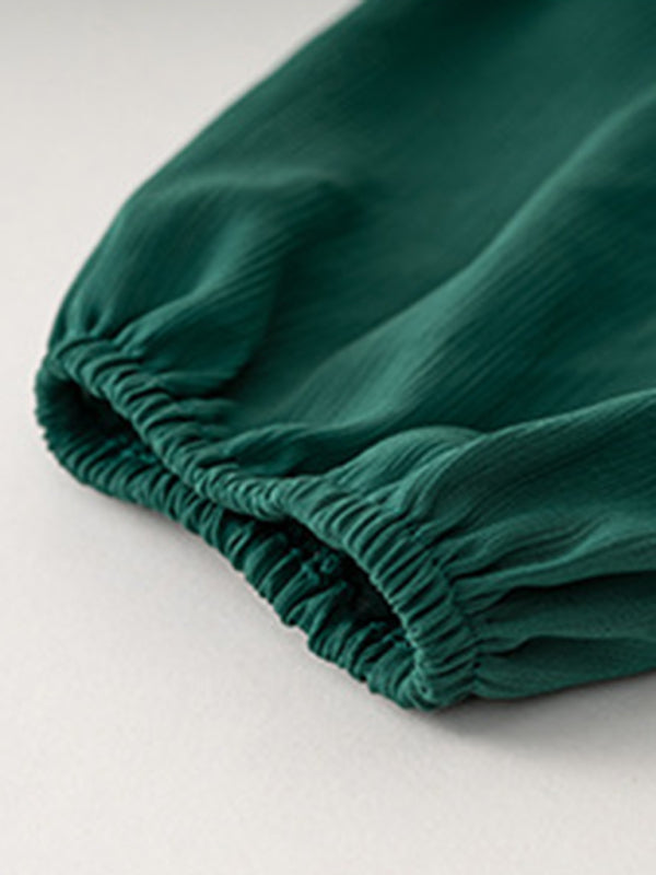 Robe à volants et manches longues à col en V, disponible en 4 couleurs, tailles S à XL