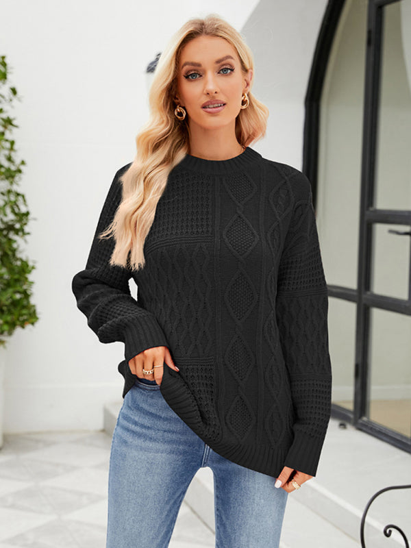 Solid Crew Neck Knit Sweater with Long Sleeves in 4 Colors S-XL