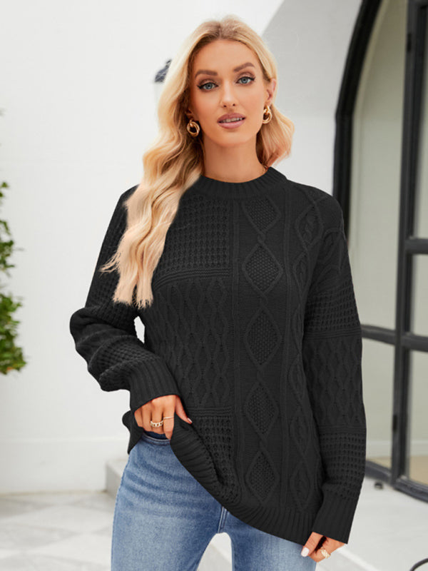 Solid Crew Neck Knit Sweater with Long Sleeves in 4 Colors S-XL
