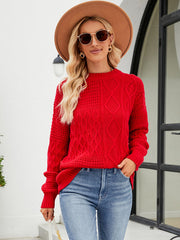 Solid Crew Neck Knit Sweater with Long Sleeves in 4 Colors S-XL