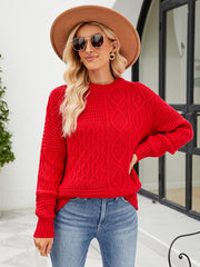 Solid Crew Neck Knit Sweater with Long Sleeves in 4 Colors S-XL
