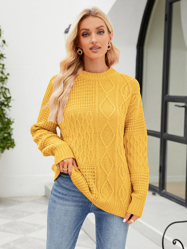 Solid Crew Neck Knit Sweater with Long Sleeves in 4 Colors S-XL