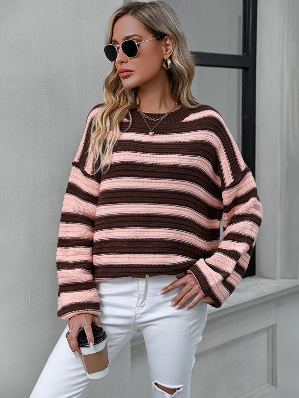 Striped Crewneck Long Sleeve Sweater