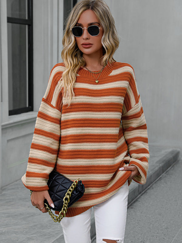 Striped Crewneck Long Sleeve Sweater