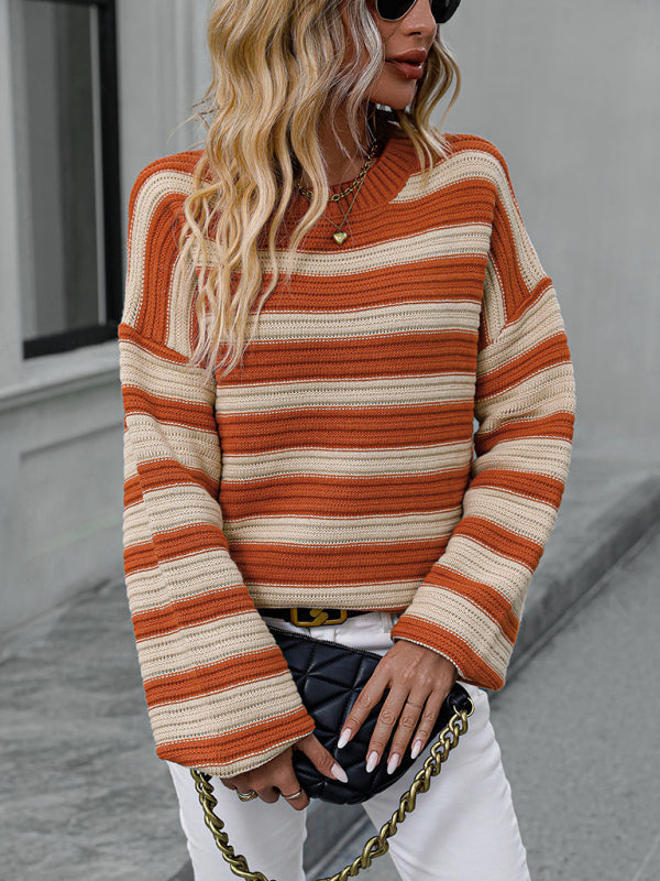 Striped Crewneck Long Sleeve Sweater