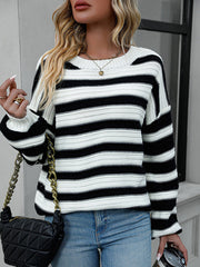 Striped Crewneck Long Sleeve Sweater