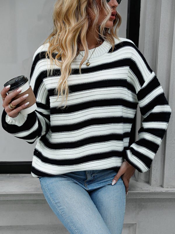 Striped Crewneck Long Sleeve Sweater