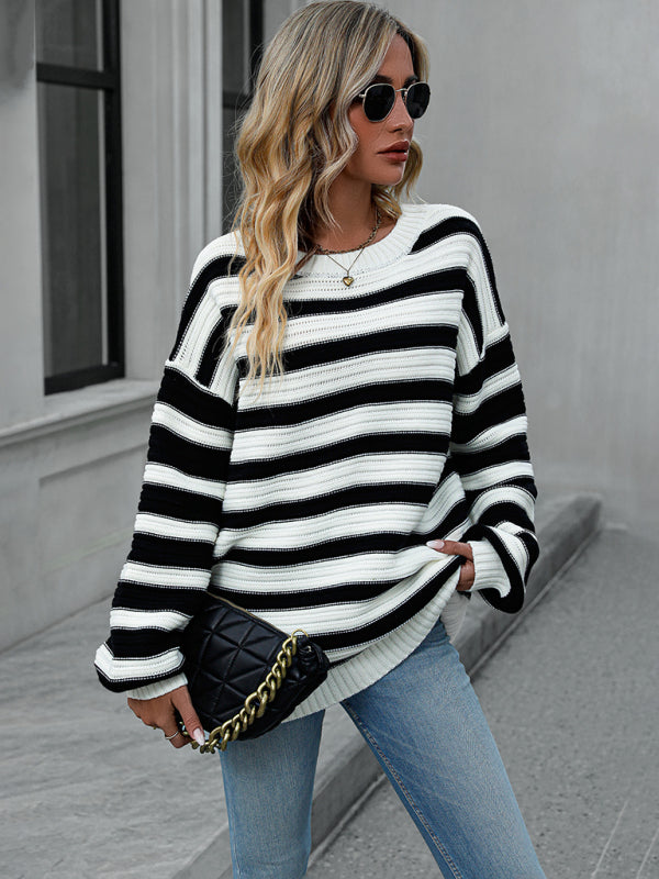 Striped Crewneck Long Sleeve Sweater