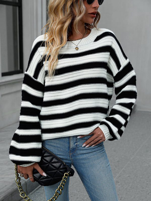 Striped Crewneck Long Sleeve Sweater