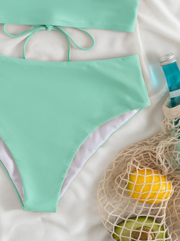 V-Neck Ruffled High Waist Bikini in 12 Colors S-XL
