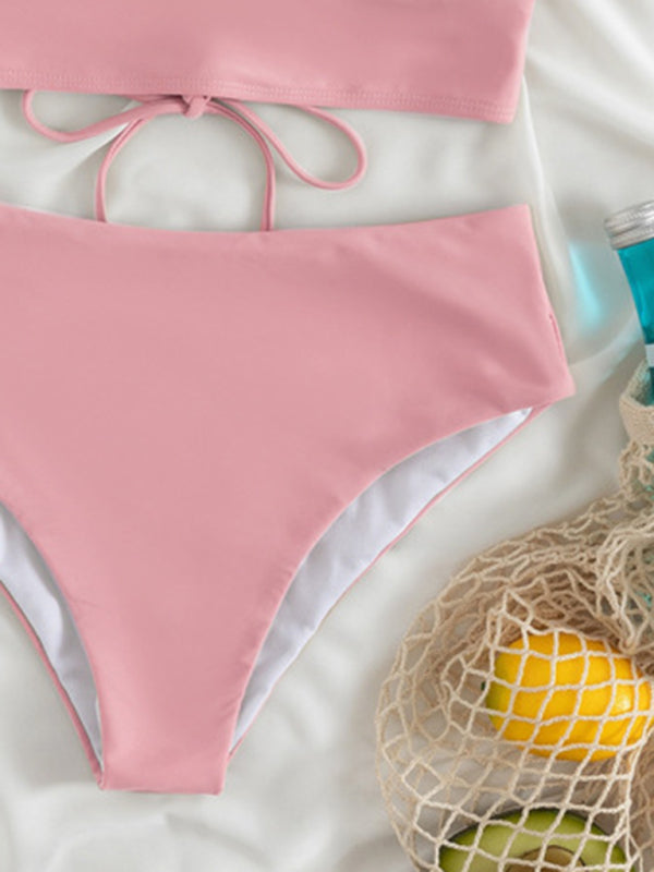 V-Neck Ruffled High Waist Bikini in 12 Colors S-XL