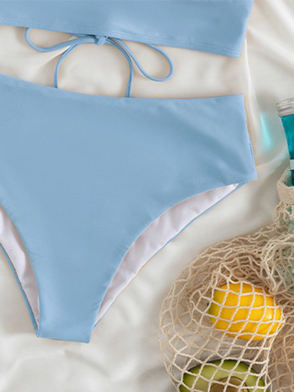 V-Neck Ruffled High Waist Bikini in 12 Colors S-XL