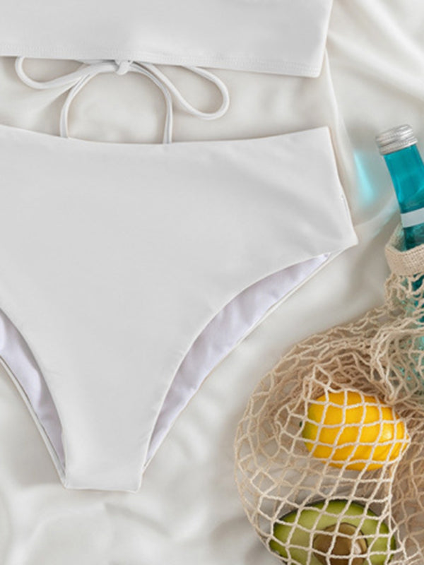 V-Neck Ruffled High Waist Bikini in 12 Colors S-XL