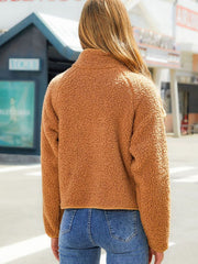 Veste polaire matelassée à manches longues de couleur unie