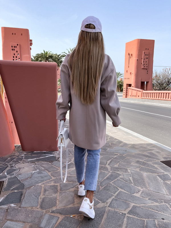 Collared Long Sleeve Buttoned Coat in 5 Colors Sizes 4-14