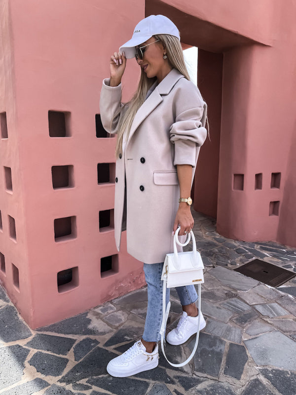 Collared Long Sleeve Buttoned Coat in 5 Colors Sizes 4-14