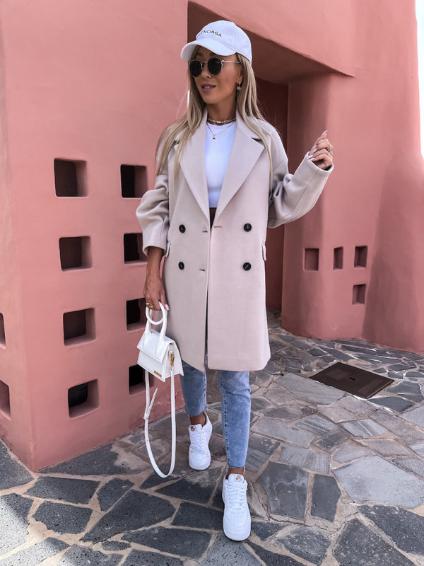 Collared Long Sleeve Buttoned Coat in 5 Colors Sizes 4-14