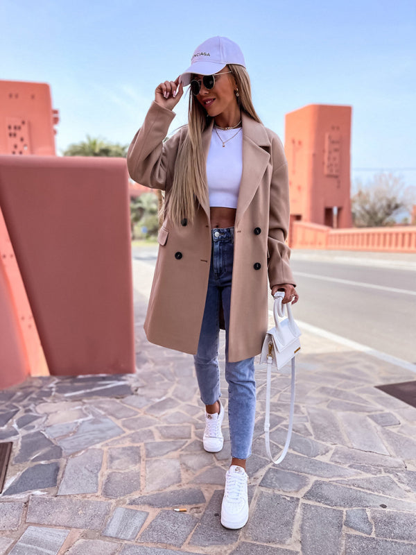 Collared Long Sleeve Buttoned Coat in 5 Colors Sizes 4-14