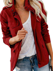 Multi-Pocket Long Sleeve Cargo Jacket