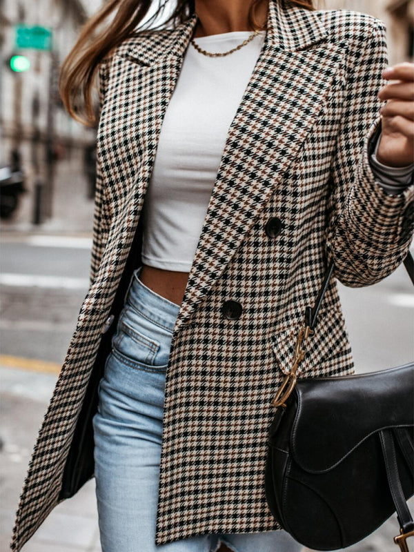 Plaid Long Sleeve Mid-Length Suit Jacket Sizes 4-12