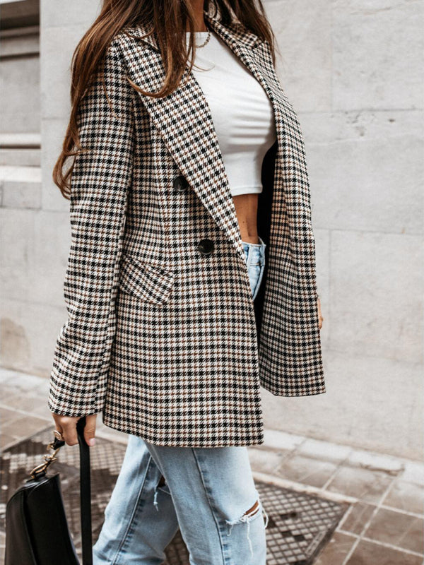 Plaid Long Sleeve Mid-Length Suit Jacket Sizes 4-12