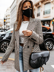 Plaid Long Sleeve Mid-Length Suit Jacket Sizes 4-12