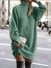 Long Sleeve Mid-Length Sweater Dress in 3 Colors Sizes 4-16