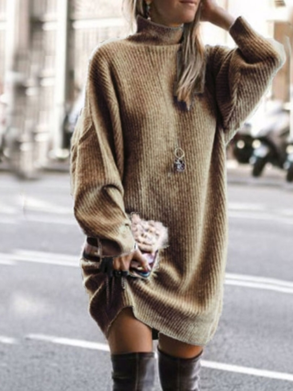 Long Sleeve Mid-Length Sweater Dress in 3 Colors Sizes 4-16
