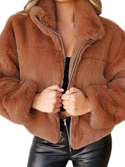 Cropped Plush Jacket with Lapel in 6 Colors Sizes 4-18