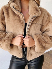 Cropped Plush Jacket with Lapel in 6 Colors Sizes 4-18