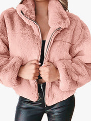 Cropped Plush Jacket with Lapel in 6 Colors Sizes 4-18