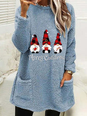 Long Sleeve Plush Pullover Christmas Sweater with Pockets in 6 Colors Sizes 4-14
