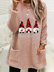Long Sleeve Plush Pullover Christmas Sweater with Pockets in 6 Colors Sizes 4-14