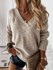 V-Neck Long Sleeve Sweater in 6 Colors S-3XL