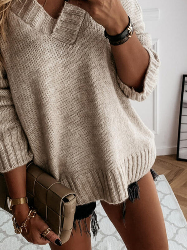 V-Neck Long Sleeve Sweater in 6 Colors S-3XL