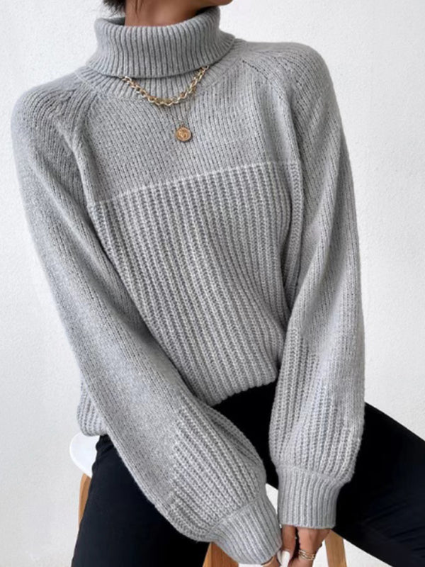 Turtleneck Knit Sweater with Long Sleeves in 6 Colors Sizes 4-12
