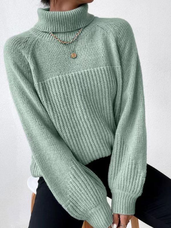 Turtleneck Knit Sweater with Long Sleeves in 6 Colors Sizes 4-12