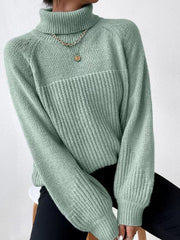 Turtleneck Knit Sweater with Long Sleeves in 6 Colors Sizes 4-12