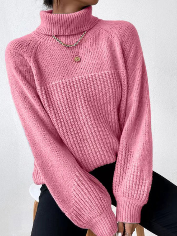 Turtleneck Knit Sweater with Long Sleeves in 6 Colors Sizes 4-12