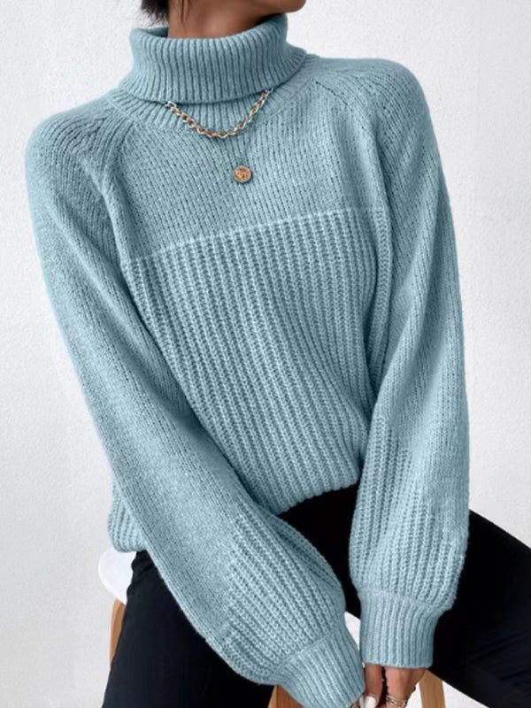 Turtleneck Knit Sweater with Long Sleeves in 6 Colors Sizes 4-12