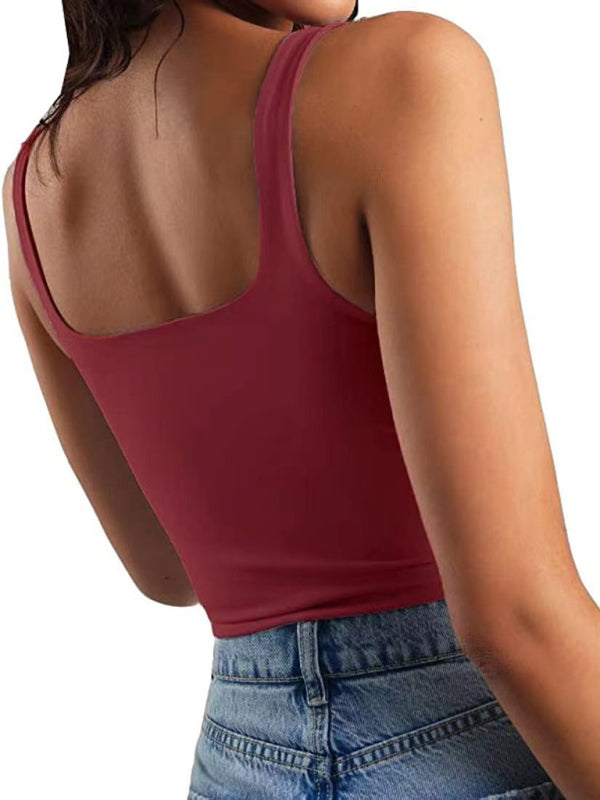 Einfarbiges ärmelloses Crop Top in 8 Farben S-XL