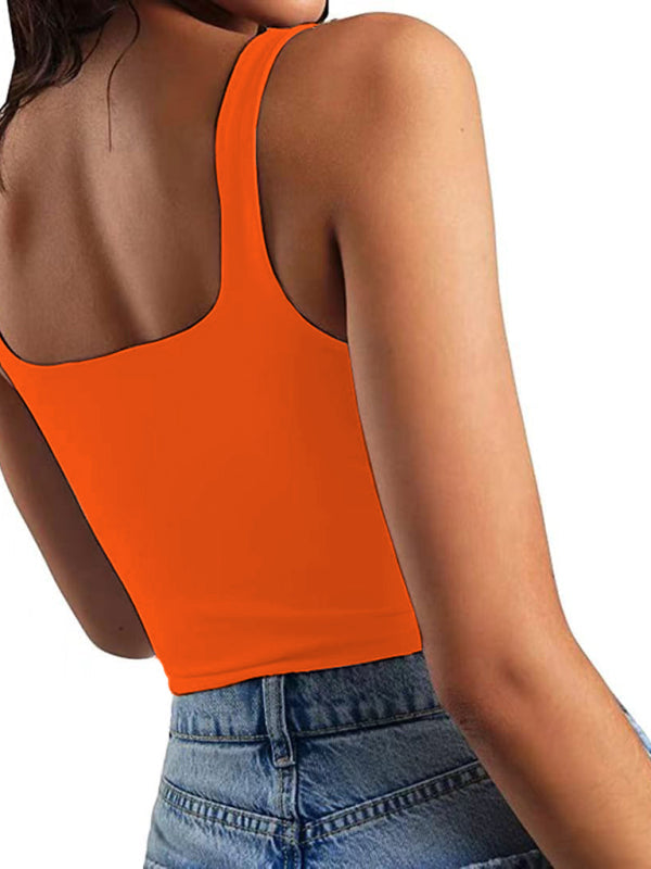 Einfarbiges ärmelloses Crop Top in 8 Farben S-XL