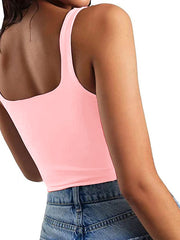 Einfarbiges ärmelloses Crop Top in 8 Farben S-XL