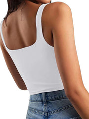 Einfarbiges ärmelloses Crop Top in 8 Farben S-XL