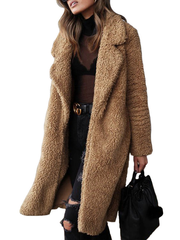Plüschiger Langarm-Cardigan-Mantel in 6 Farben S-3XL